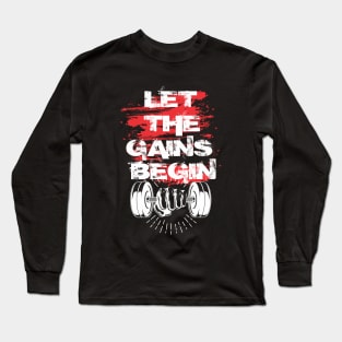 Let the gains begin - Crazy gains - Nothing beats the feeling of power that weightlifting, powerlifting and strength training it gives us! A beautiful vintage design representing body positivity! Long Sleeve T-Shirt